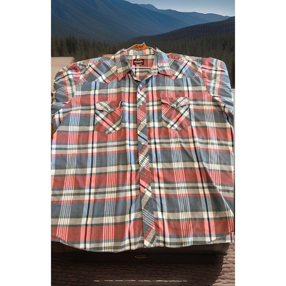 BIG & TALL Wrangler Men's Plaid Pearl Snap Western Shirt SZ 3XL Excellent Cond.